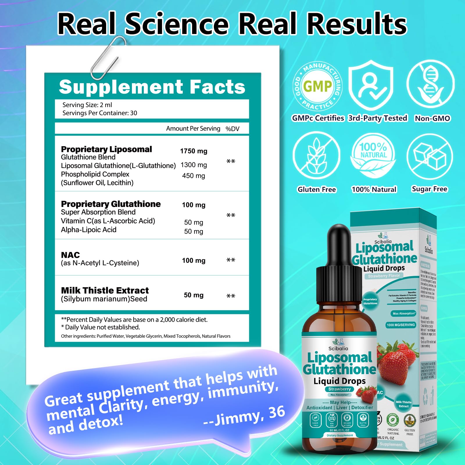 5-in-1 Liposomal Glutathione Supplement Liquid Drops 1750mg — Amazon image 8