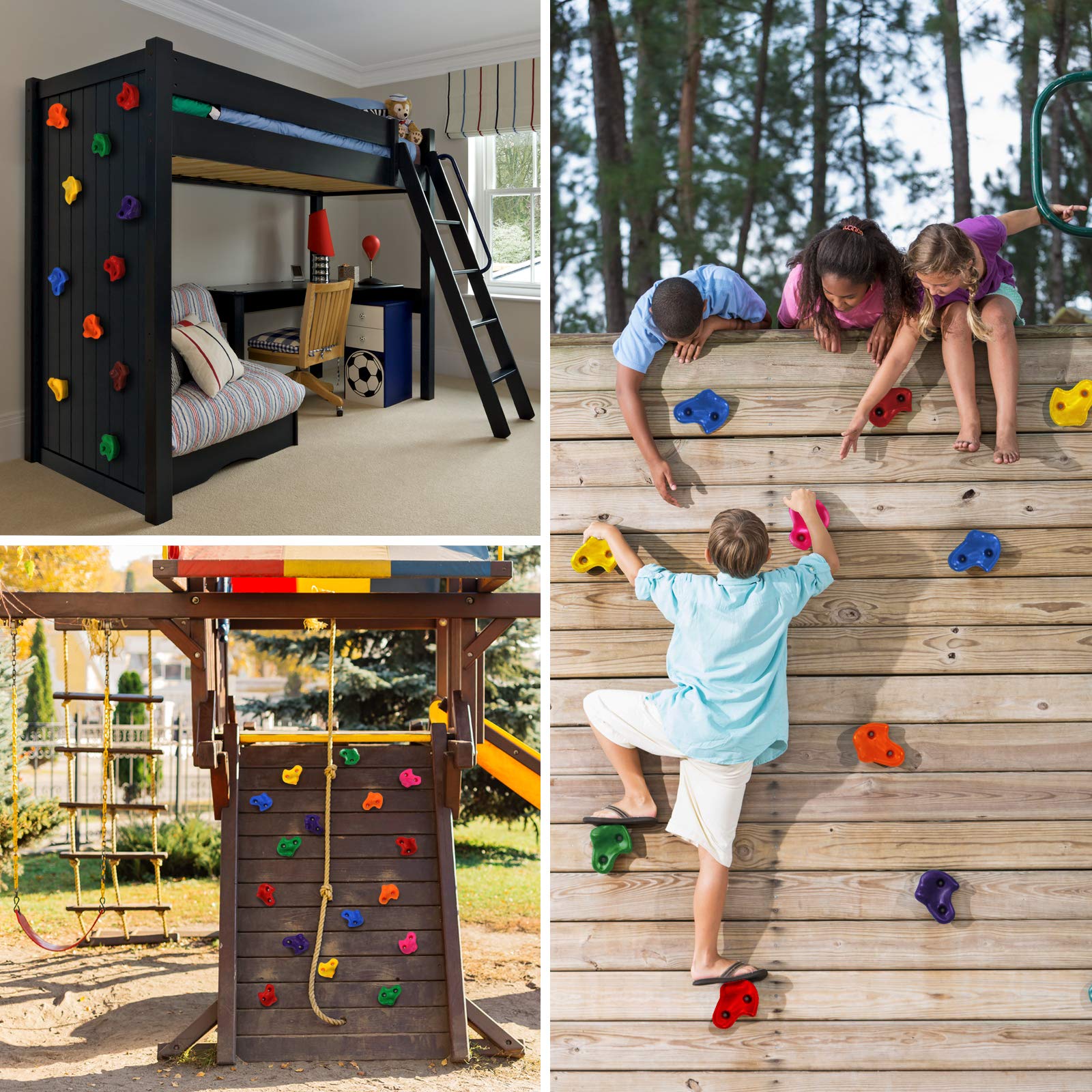 ALPIDEX Kinder Klettergriffe bunt 5/10/15/20/30 Stück Klettersteine inklusive Befestigungsmaterial, belastbar bis 200 kg, Indoor und Outdoor geeignet - 30 Stück