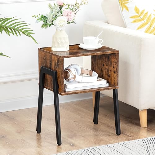 Miniatura 7 de HOOBRO Juego de 2 mesitas de noche, mesa auxiliar apilable, mesa auxiliar, mesitas de noche con estante de almacenamiento abierto, para dormitorio,