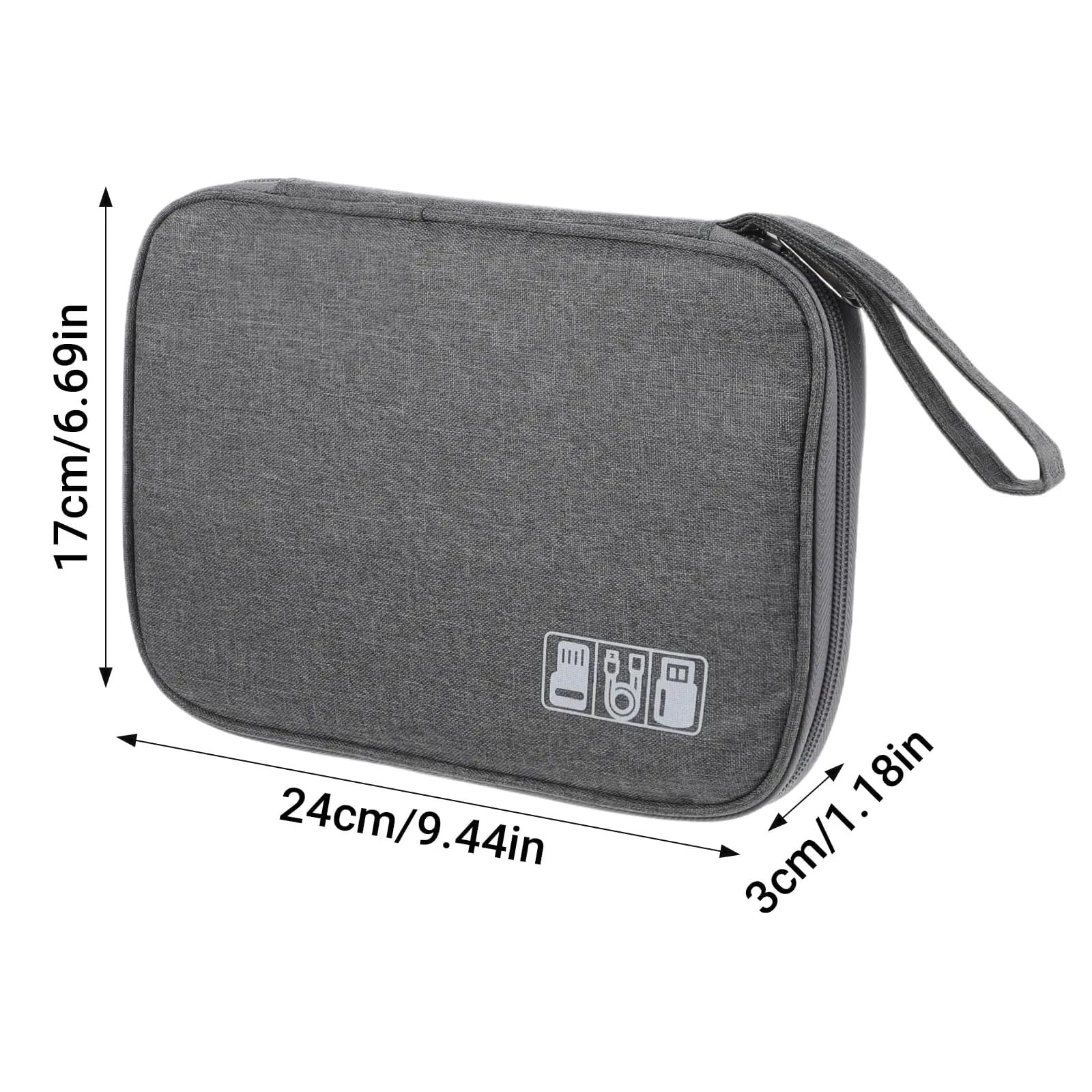 Borsa Portacavi 2 Pezzi Borsa Portacavi Portatile Custodia Elettronica Da Viaggio Multifunzionale For Accessori Digitali Per Cavo(Grey)