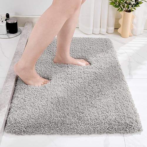 Miniatura 51 de Alfombra larga para suelo de baño de 24 x 70 pulgadas, color blanco antideslizante, esponjosa, lavable, absorbente, para ducha y lavabo