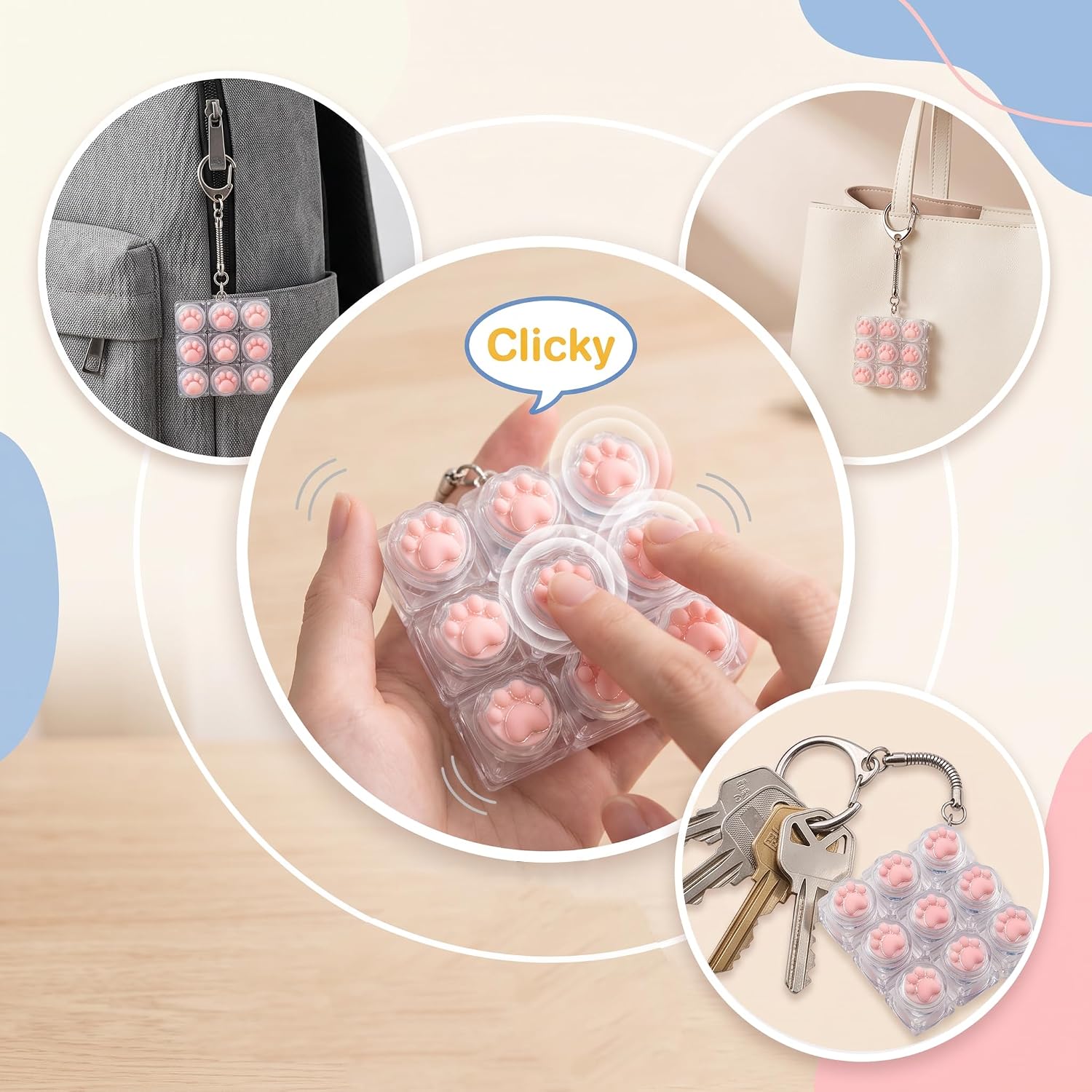 Clicky Keyboard Fidget Toy Keychain, Stress Relief Clicker for Adults image 3