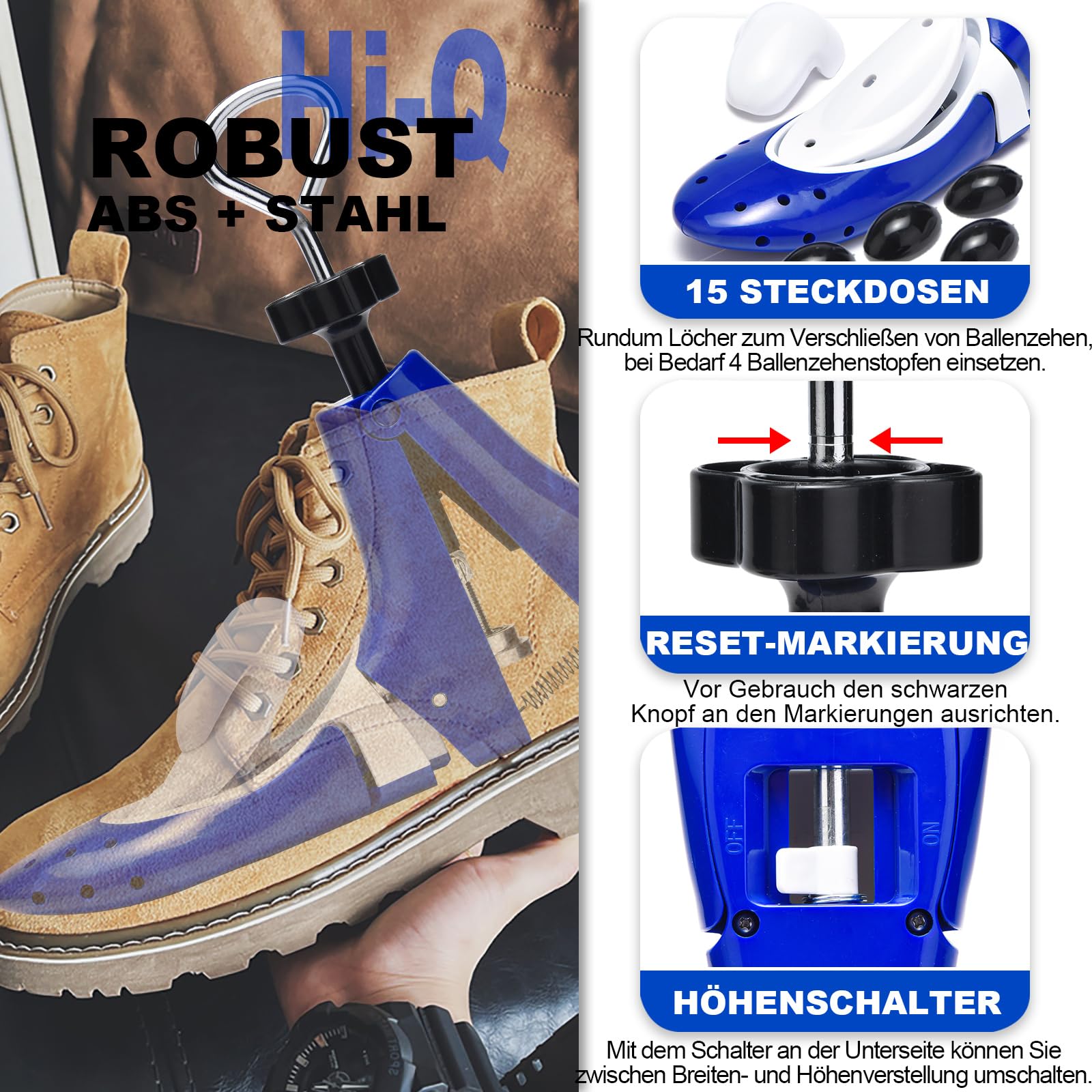 Horma para botas de hombre y mujer, longitud ajustable, ancho y alto, ideal para botas de empeine ancho y ancho de botas.