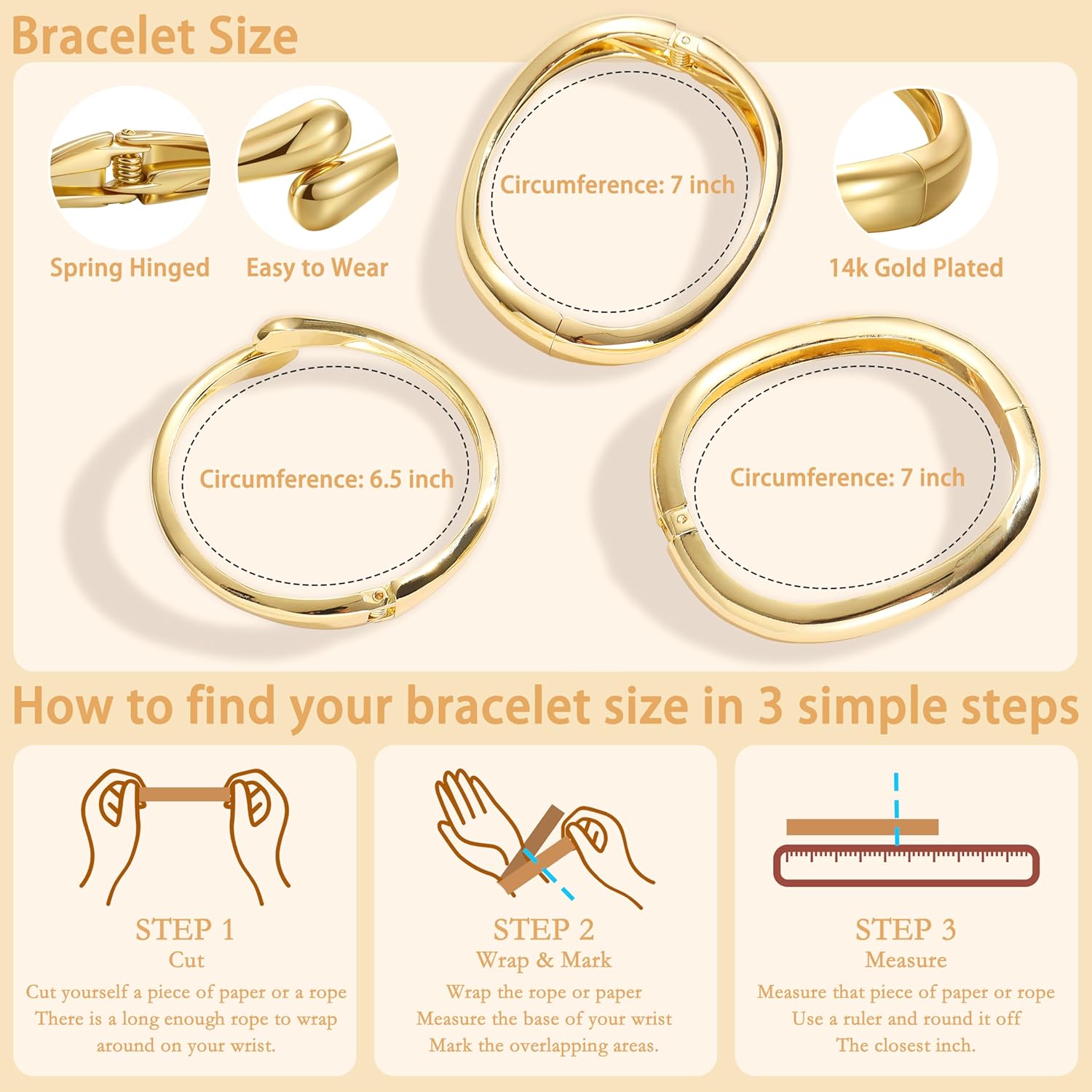 Chunky Gold Bangle Bracelets for Women,Gold Arm Cuff Bracelets Stack,3Pcs Trendy Stackable Bracelets Jewelry Gifts - Image 4