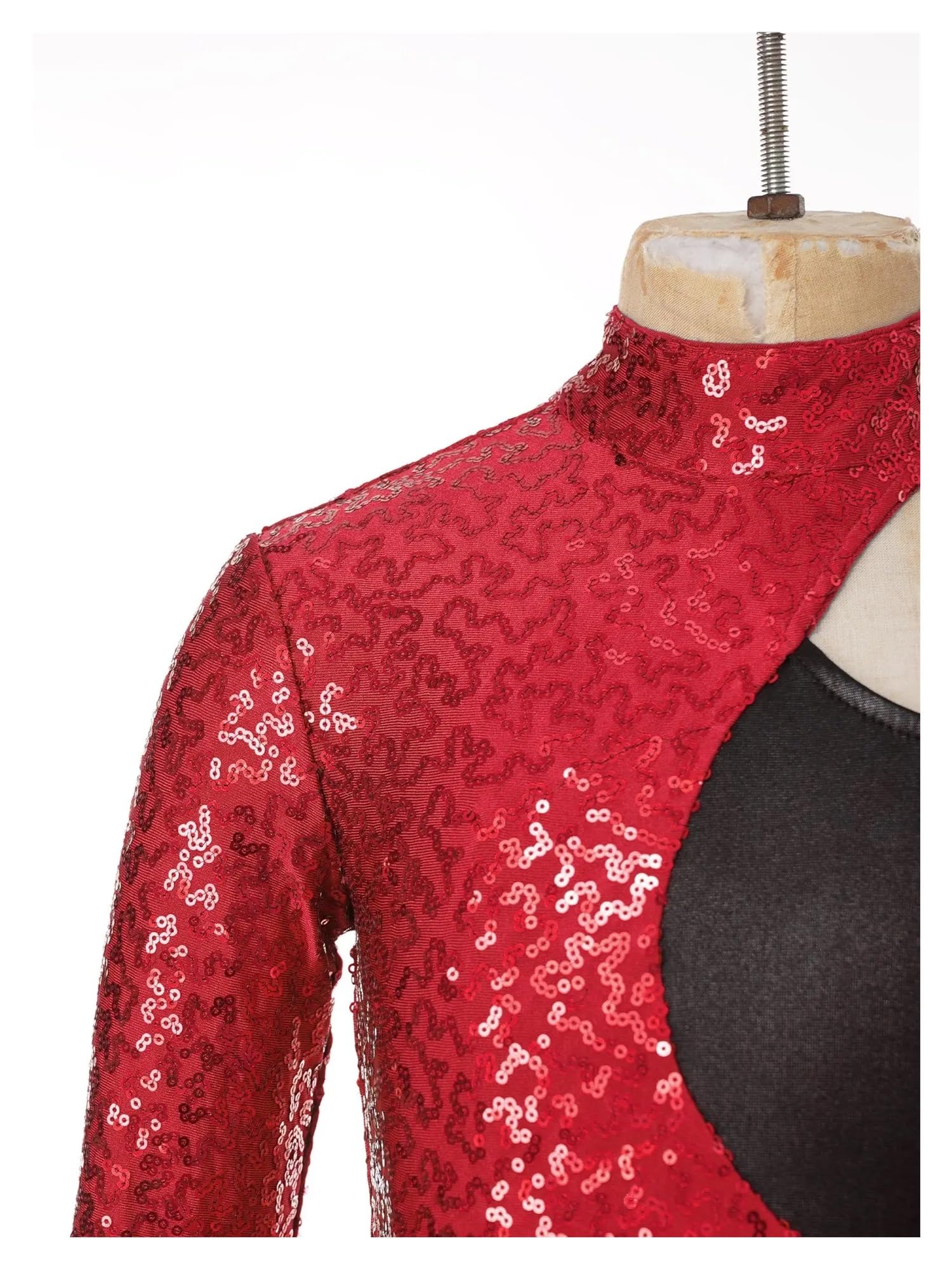 Maillot patinaje artistico Vestido de lentejuelas brillantes for niñas, falda de tul con mangas asimétricas, leotardo de gimnasia, Ropa de baile for adolescentes, trajes de baile de Jazz for niños(Blu