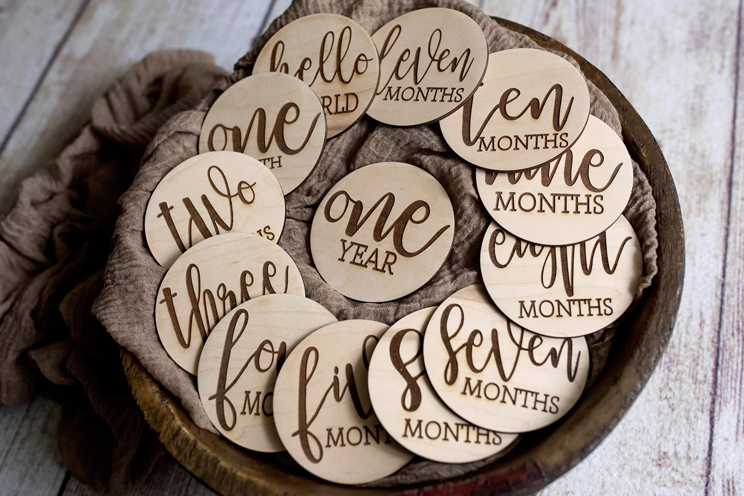 Legacy and Light Baby Natural Wooden Discs for Monthly Newborn Photos, Milestone Wood Signs, Fresh 48 Photo Prop, Gender Neutral First Year Cards, Minimalist Baby Shower Gift, Crunchy Parent Gift
