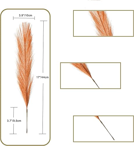 Miniatura 9 de ONLY ART 20 piezas de hierba de pampa de seda artificial roja de 17 pulgadas para el día de la madre, hogar, cocina, boda, fiesta, evento especial,