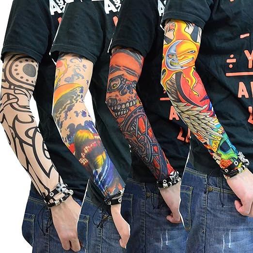 QUEERY Driving UV Sun Protection Tattoo Arm Sleeves for Dust and