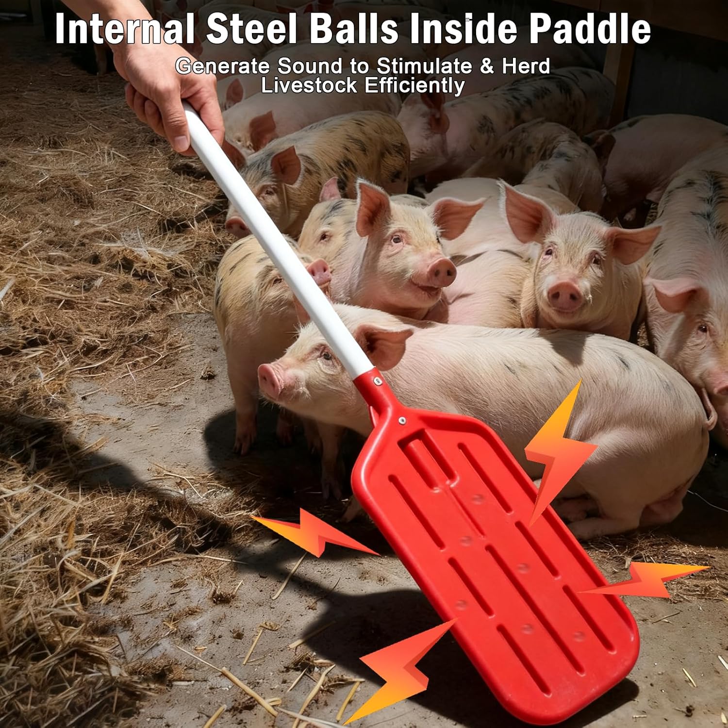 Danbark Livestock Sorting Panel with Paddle, Lightweight Animal Handling Equipment for Hogs, Sheep, Goats, Cattle, Portable Farm Fencing & Crowding Gate (Red, Medium 38x30")