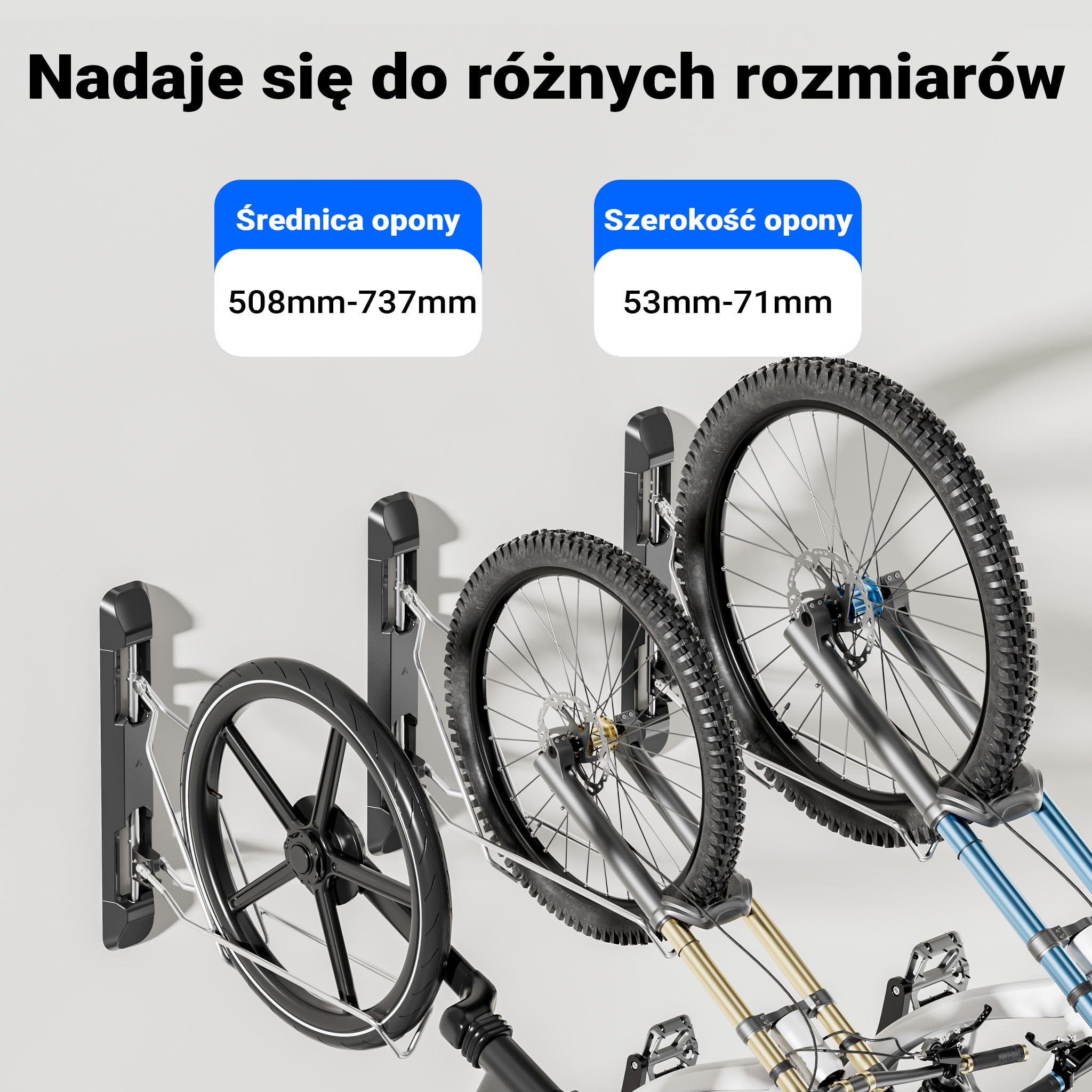 Wiltec Wieszak na rower, obrotowy, o wymiarach 118 x 638 x 583 mm do 35 kg, uniwersalny uchwyt naścienny rowerowy, stojak regulowany