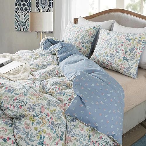 Miniatura 6 de NEWLAKE Funda de edredón de algodón tamaño King  Juego de funda de edredón suave y transpirable de 3 piezas con cierre de cremallera, 1 funda de