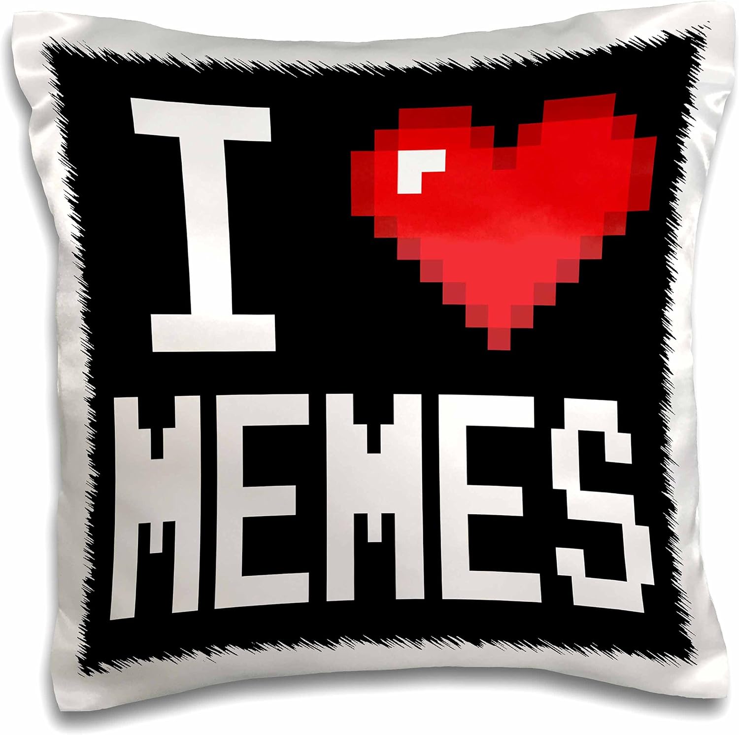 3dRose Geeky Old School Pixelated Pixels 8-Bit I Heart I Love Memes - Pillow Case, 16 by 16-inch (pc_118913_1) image 2