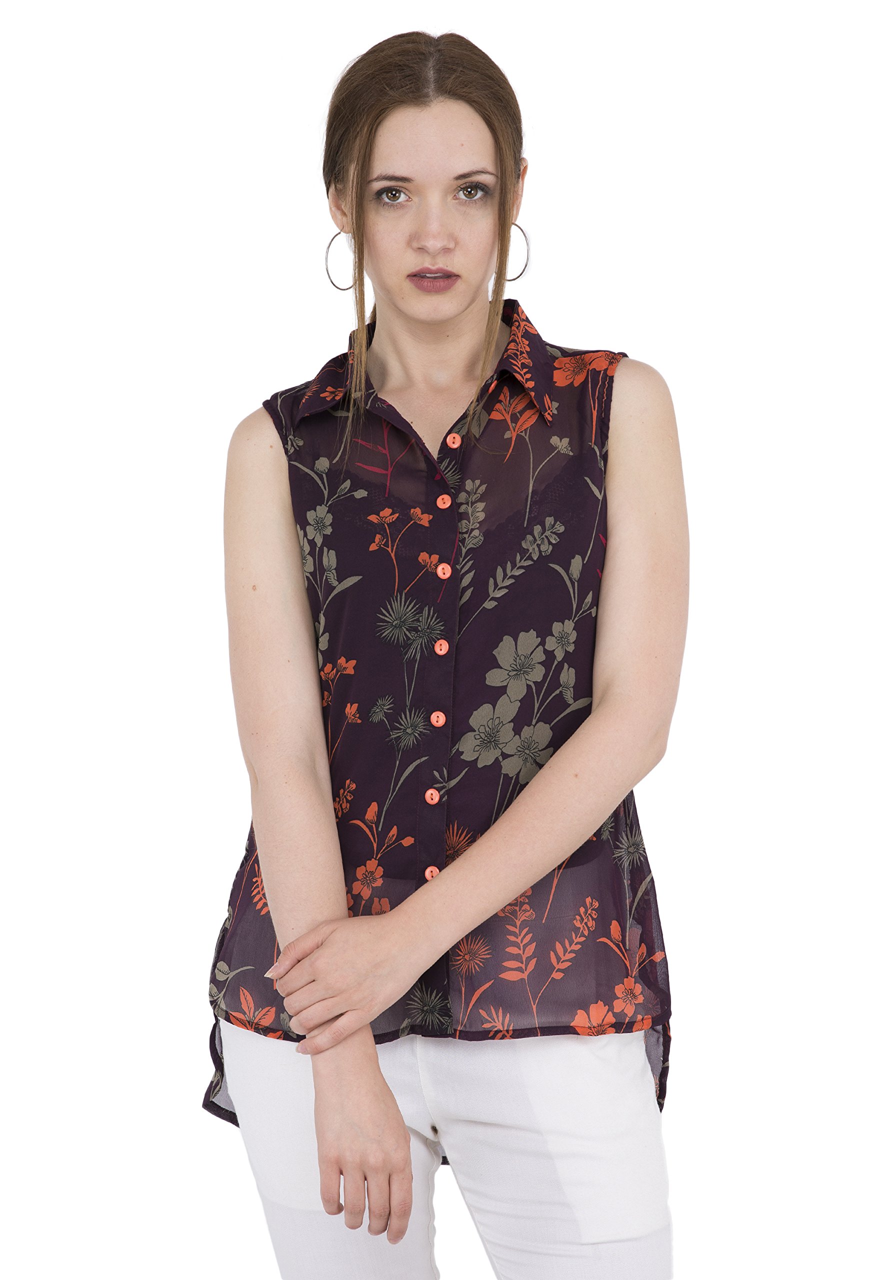 Simra Polyster Wine High Low Shirt