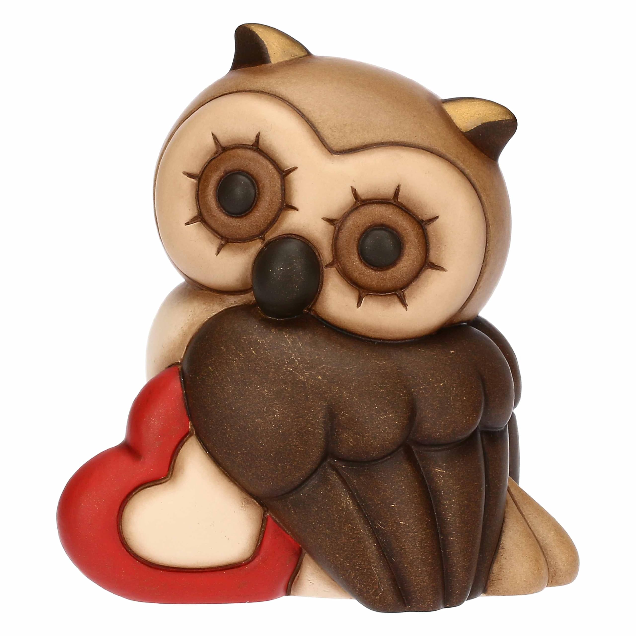 THUN Gufo Lucky con cuore in ceramica, medio - Ceramica - 9,8x7,7x10,7 cm