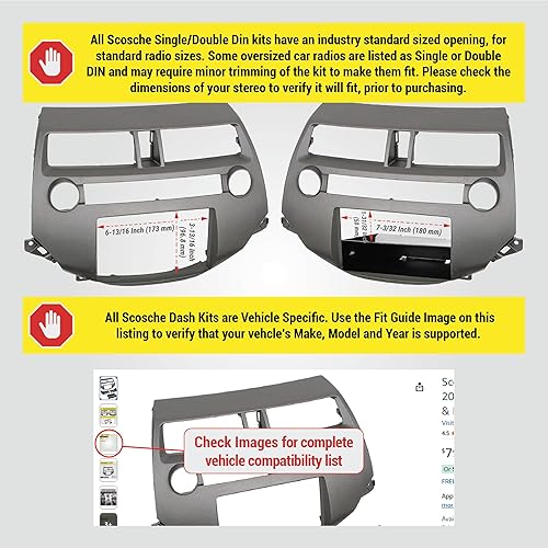 Miniatura 9 de Scosche HA1707DCDGB Compatible con Honda Accord 2008-12 Dual-Climate Control ISO Doble DIN y DIN+Pocket Dash Kit Dk Gray