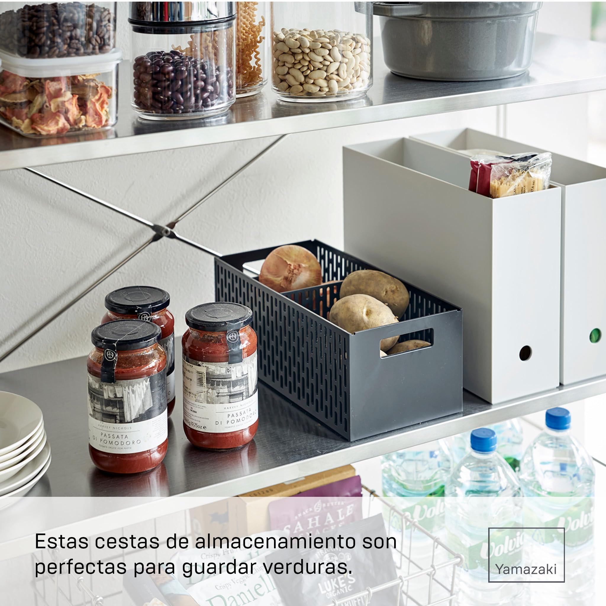 Yamazaki 5021 TOWER Vegetable Basket, black, ABS Resin, 15.3 x 32 x 12.2 cm
