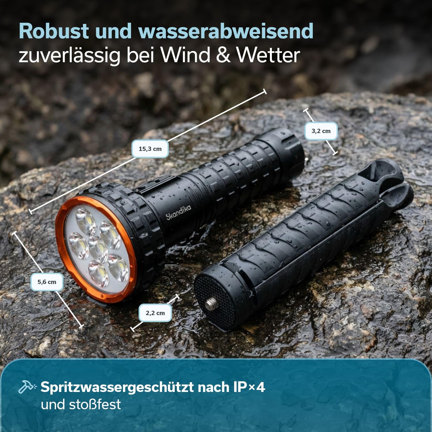 skandika Linterna LED Lyska – Linterna de camping 2 en 1 con LED COB – batería recargable | con imán - luz LED - linterna de mano - para actividades al aire libre - senderismo