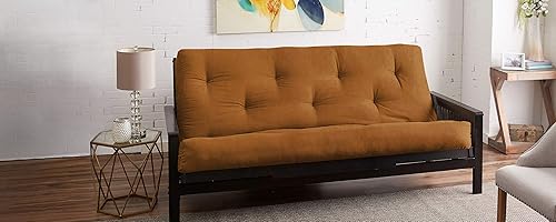 Miniatura 5 de x Mozaic - Colchón de futón estándar tamaño Queen de 6 pulgadas (marco no incluido), naranja quemado básico, ideal para habitaciones de niños o