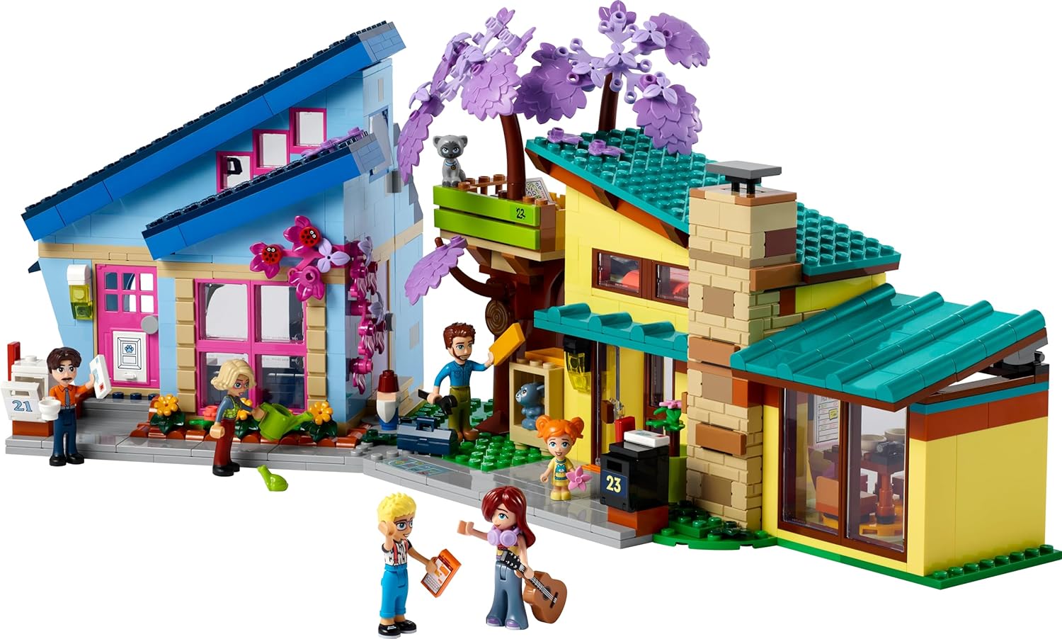 LEGO 42620 Friends Ollys und Paisleys Familien Haus, 2 Häuser und ein Baumhaus
