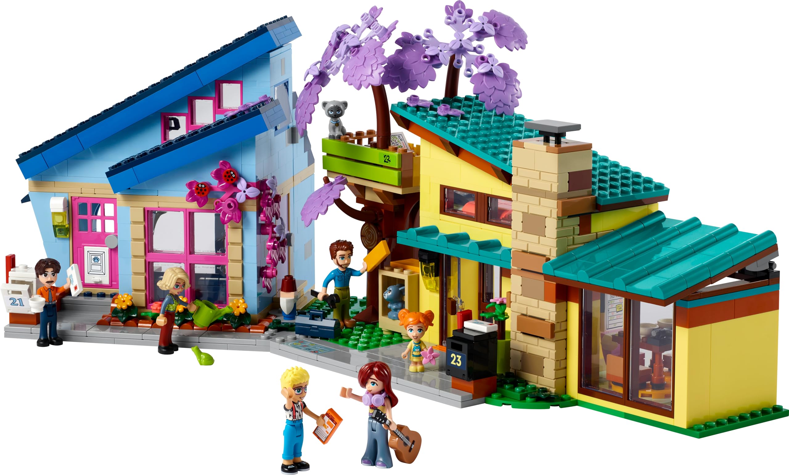 LEGO Friends Le Case di Olly e Paisley, Giochi per Bambine e Bambini da 7 Anni in su con 2 Casa Giocattolo da Costruire, Casa sull'Albero, 5 Mini Bamboline, 1 Micro-Doll e 2 Animali Domestici 42620