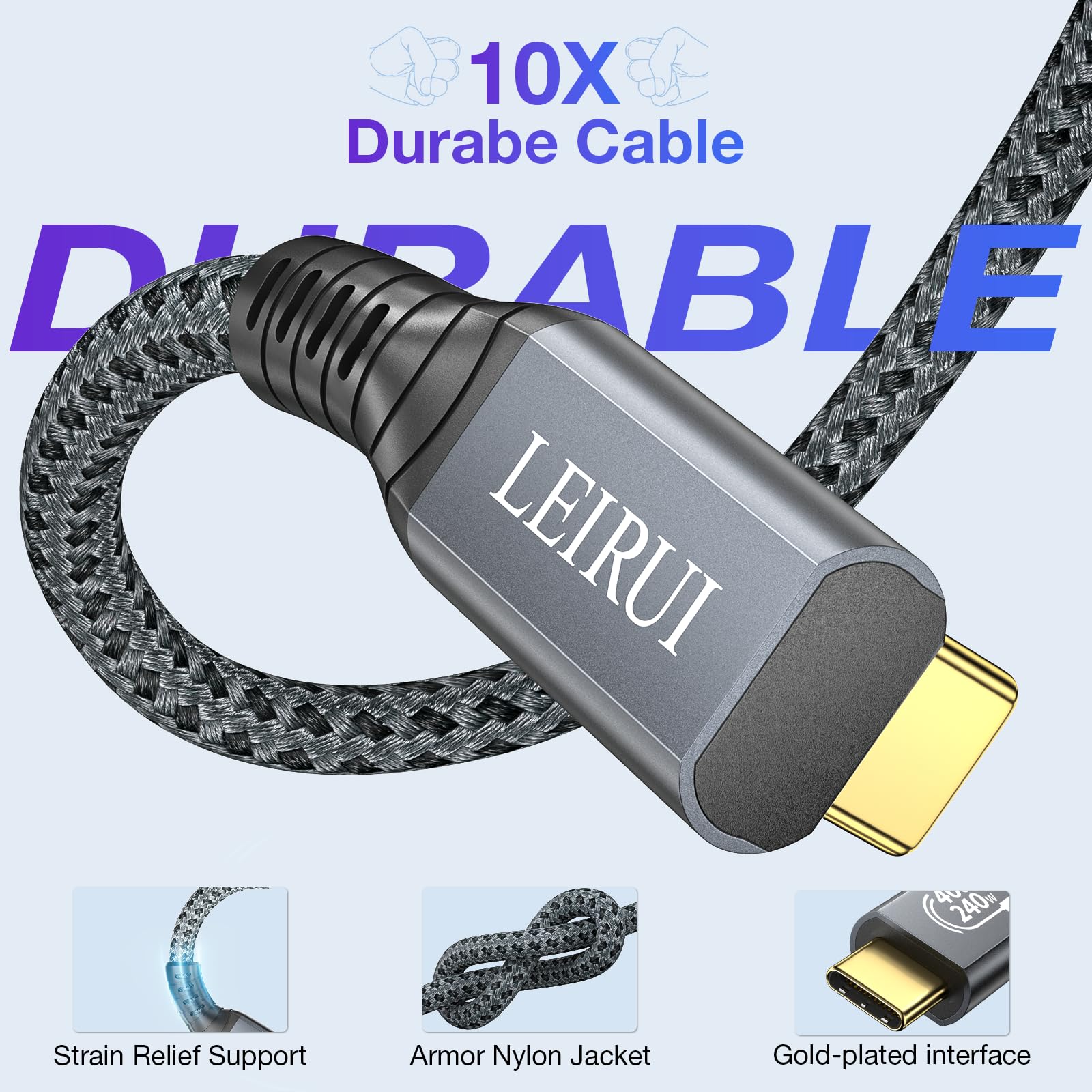 Type C 240W Fast Charging Cable 40Gbps High-speed Transfer 8K 60Hz Video Display Cable USB4 Compatible Thunderbolt 3 4 Data Cable For Laptop Mobile Phone Tablet Switch I.517178507