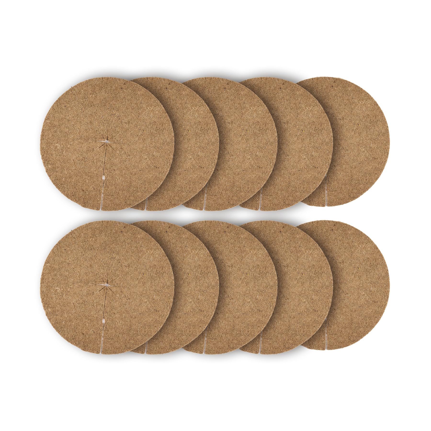 La cordeline Set di 10 Dischi pacciamatura, Ø 40 cm, in Fibra di Cocco Naturale, 900 g/m², Tappeto Protettivo per Piante, Erbe Cattive, Protezione pianta in Vaso, Marrone