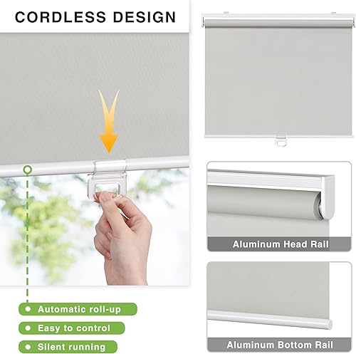 Miniatura 2 de Persiana enrollable sin cordón, persianas opacas para ventanas, tela impermeable con aislamiento térmico, protección UV, persianas enrollables para