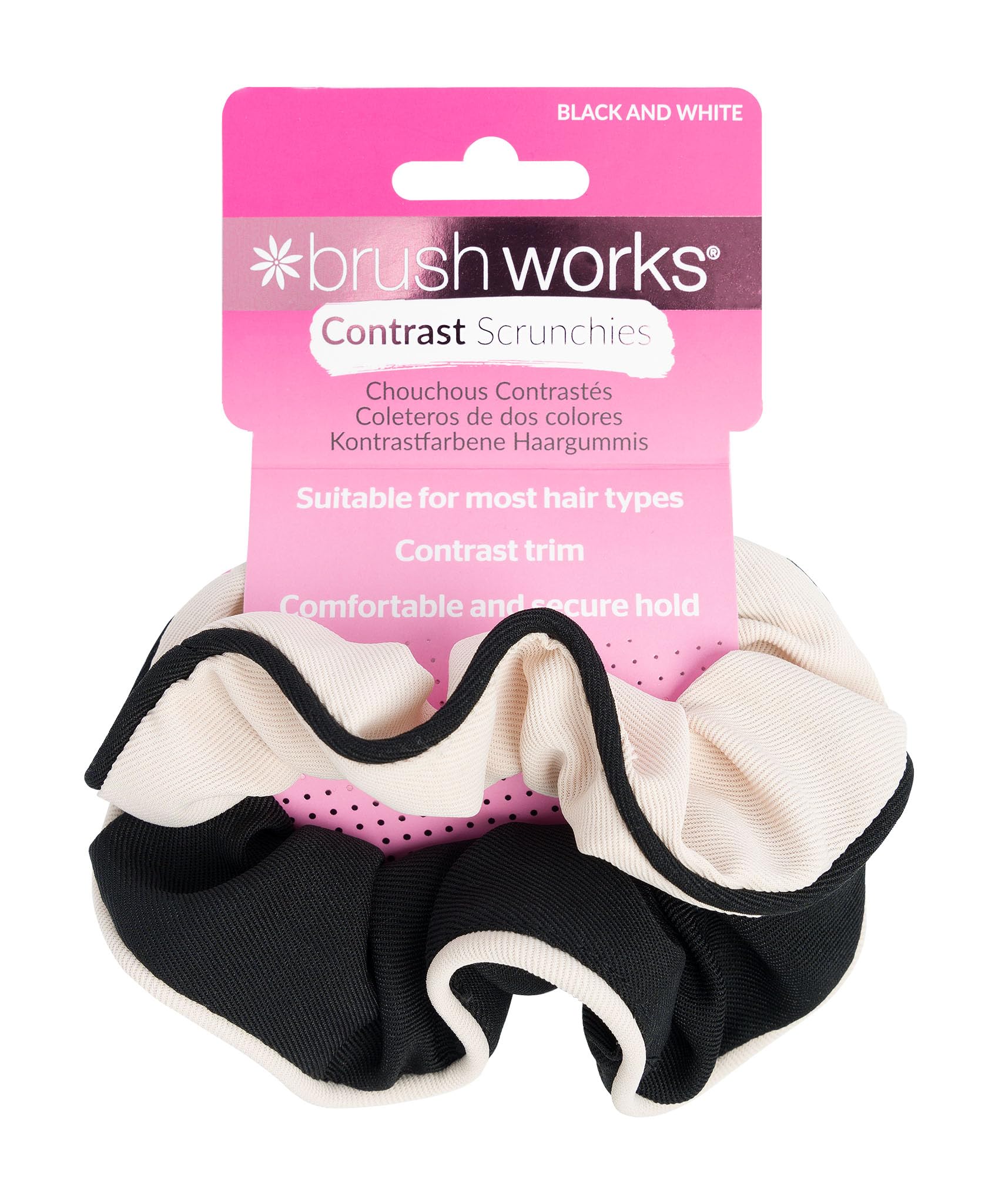 Brushworks Unisex Black Contrast Scrunchies (2 Pack)