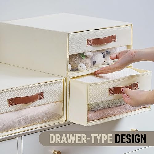 Miniatura 5 de Organizadores y almacenamiento de armario, paquete de 4 cajones de almacenamiento apilables transparentes, contenedores organizadores de cajones de