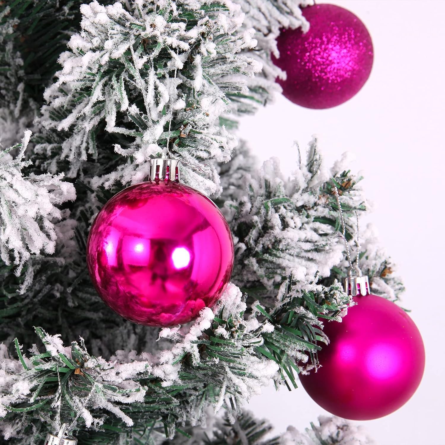 Bolas Arbol de Navidad 24 Uds Bolas De Navidad Adornos para Decoraciones para Árboles Bola Colgante para Fiesta Boda Navideña Decoración de Temporada(Rose Red)