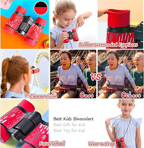 Miniatura 4 de Binoculares para niños y niñas, el mejor regalo para niños de 3 a 12 años, óptica a prueba de golpes, mini juguetes binocuolares compactos,
