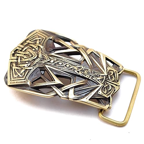 Miniatura 3 de Belt buckle Thor's Hammer, Scandinavian Old Norse Mjolnir solid belt buckle, Viking Age mythology god's weapon belt buckle
