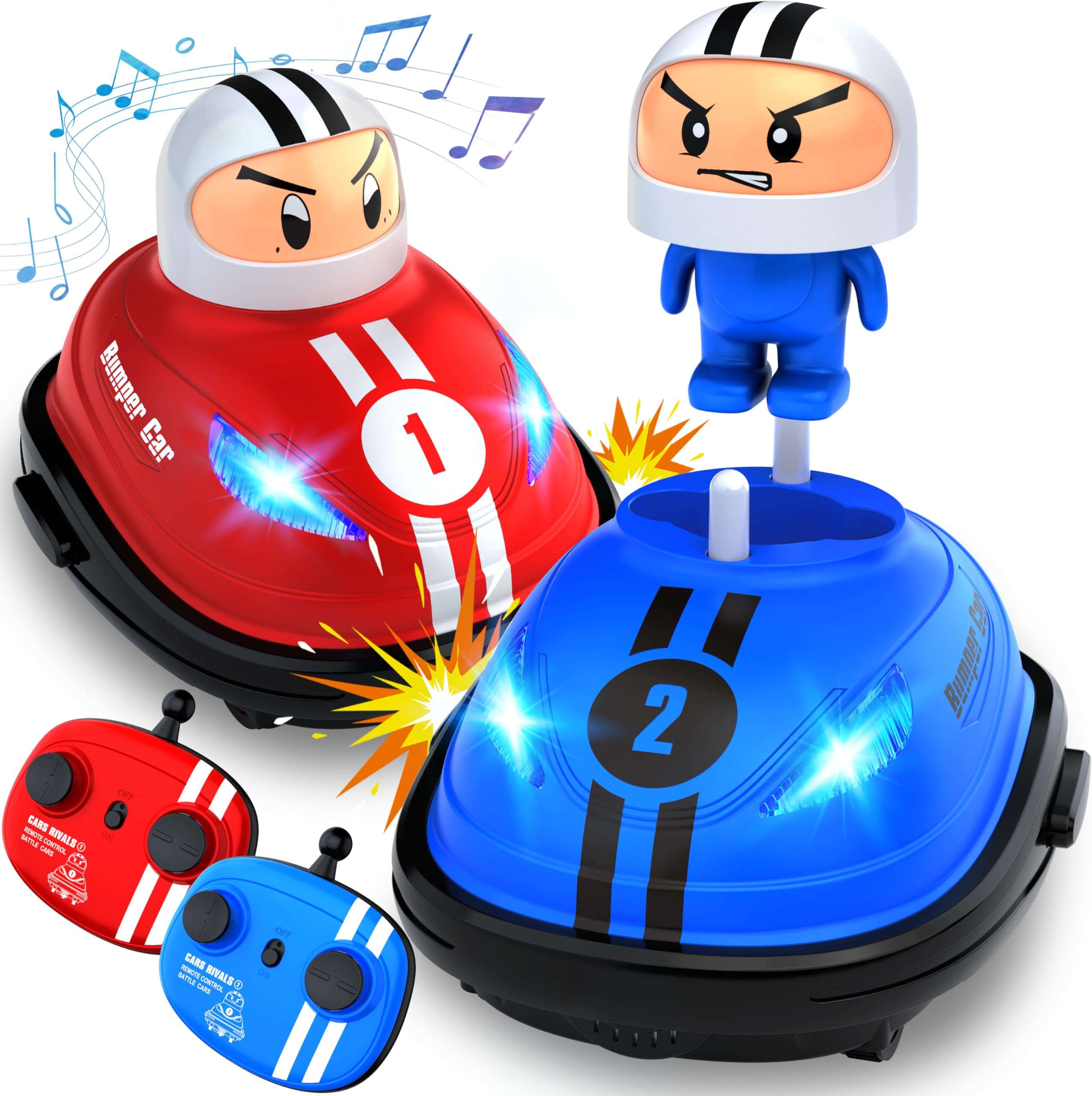 XFBB Remote Control Cars Set of 2, RC Battle Stunt Cars with LED Lights & Sound, Ejecting RC Race Car Toddler Toys, Xmas Gifts for Age 3-6+ Boys & Girls