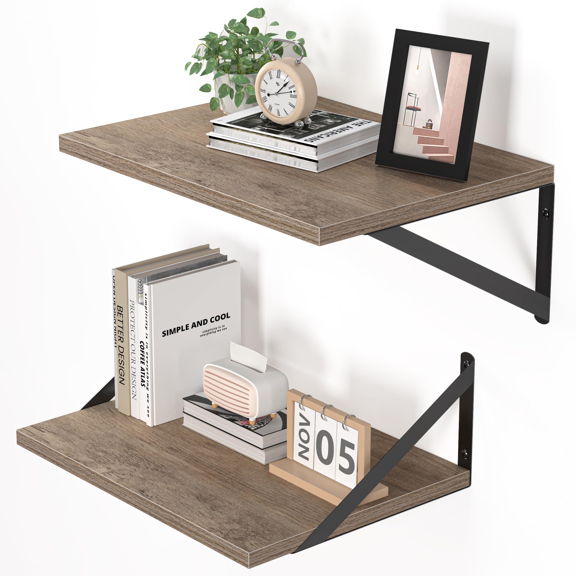Heimlove Black Floating Shelves - Set of 2 -25