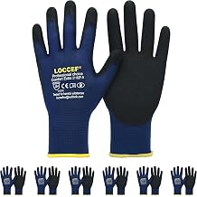 LOCCEF Nitrile Work Gloves, 18-Gauge, 3D Stretchy, Touchscreen 6 Pairs