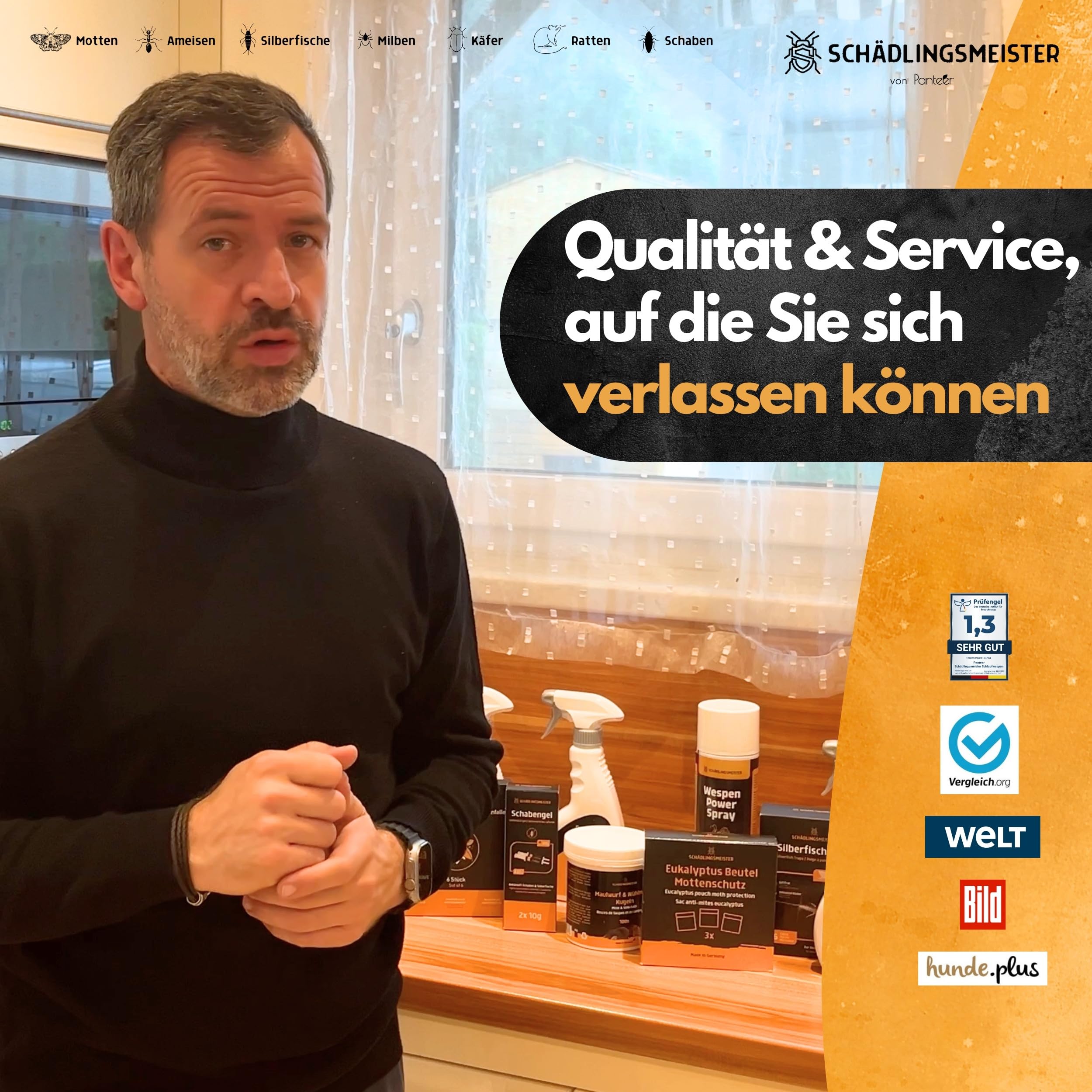 Panteer ® Lagererzwespen - 40 Nützlinge - Brotkäfer bekämpfen und Kornkäfer bekämpfen - Besser als Brotkäfer Falle - Zwei Arten für hohe und kühle Temperaturen - Made IN Germany (1 Stück)