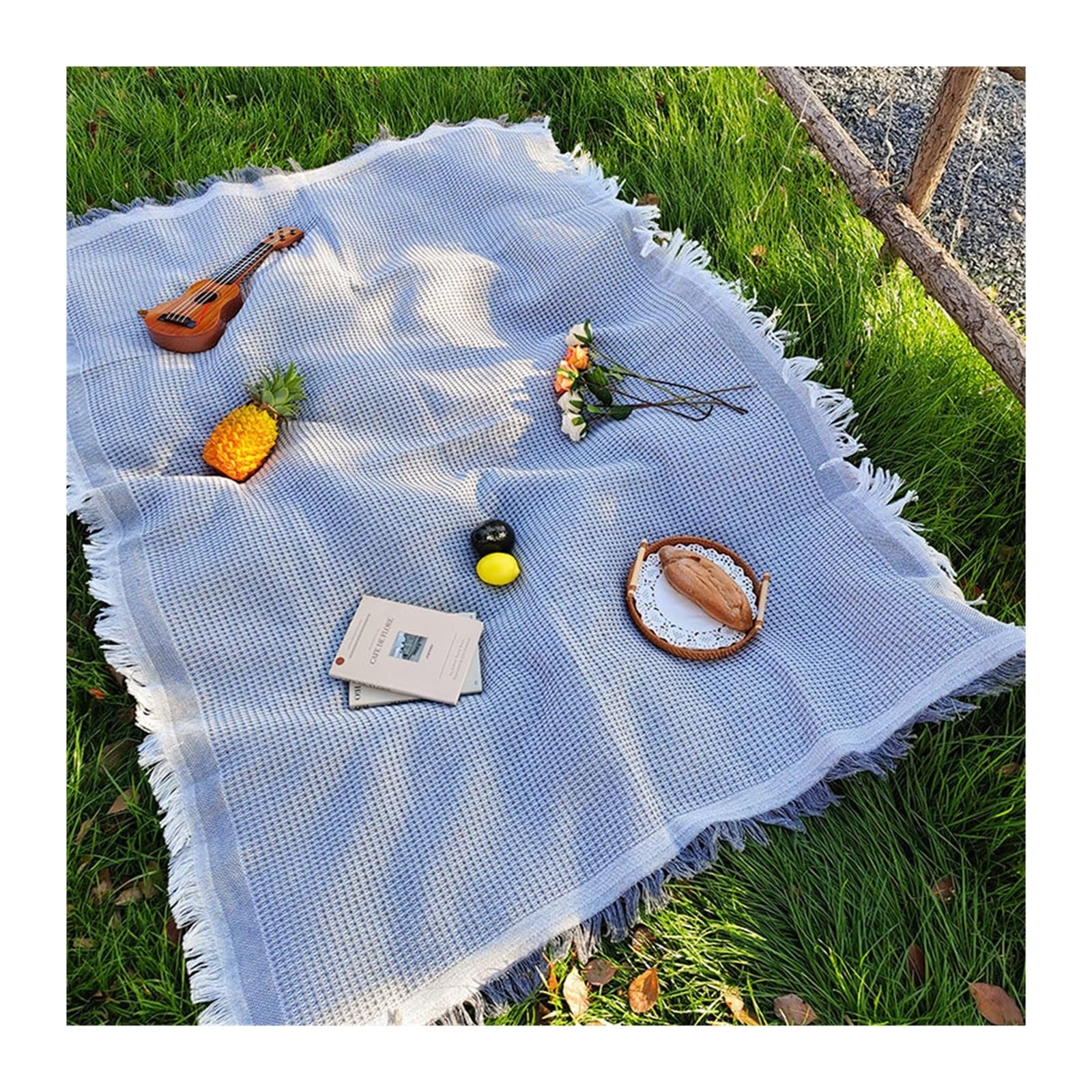 Tapis de pique-nique, nappe en lin, couverture de Camping, atmosphère de sortie, coffre de voiture(Grey,90X150)