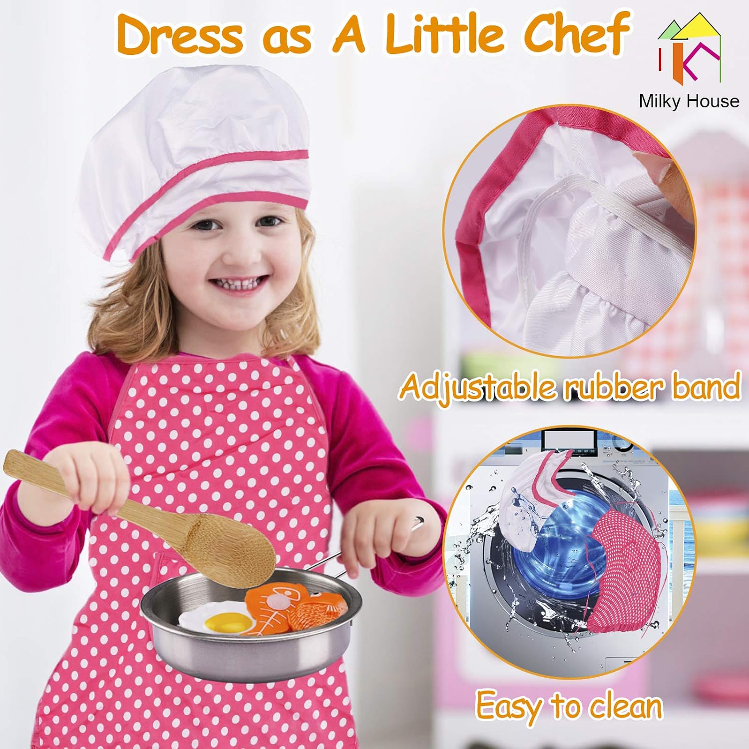 37 Pieces Pretend Play Toy Kitchen Cooking & Baking with Stainless Steel Cookware Pots & Pans Set, Cooking Utensils Cookie Cutters Cutting Vegetables Apron & Chef Hat for Boys Girls Over 12 Years Old