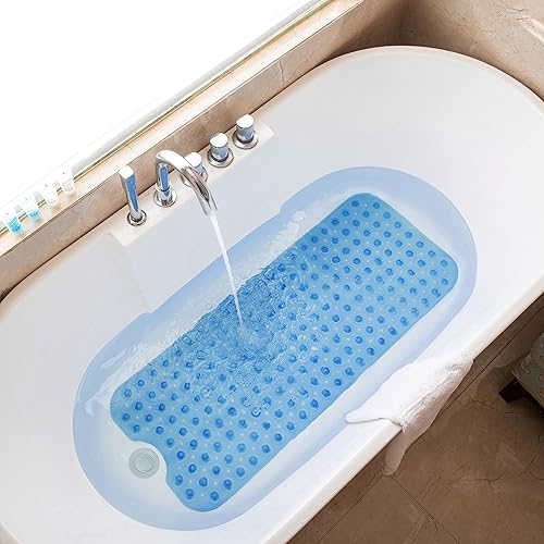 Miniatura 7 de Tree Bud Tapetes para bañera de ducha, antideslizante, 39 x 16 pulgadas, tapete de ducha extra largo, tapete de baño lavable a máquina, sin BPA para