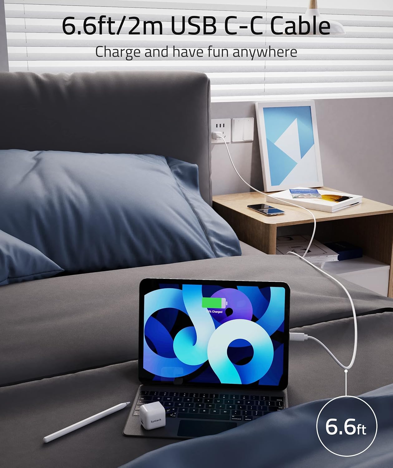 USB C Fast Charger, Syntech 30W USB-C Power Adapter Ultra-Compact Compatible with iPad Mini 6, iPad Pro 2021/2020/2018, iPad Air 4, MacBook Air 2020, Samsung, Included 6.6ft USB C to USB C Cable