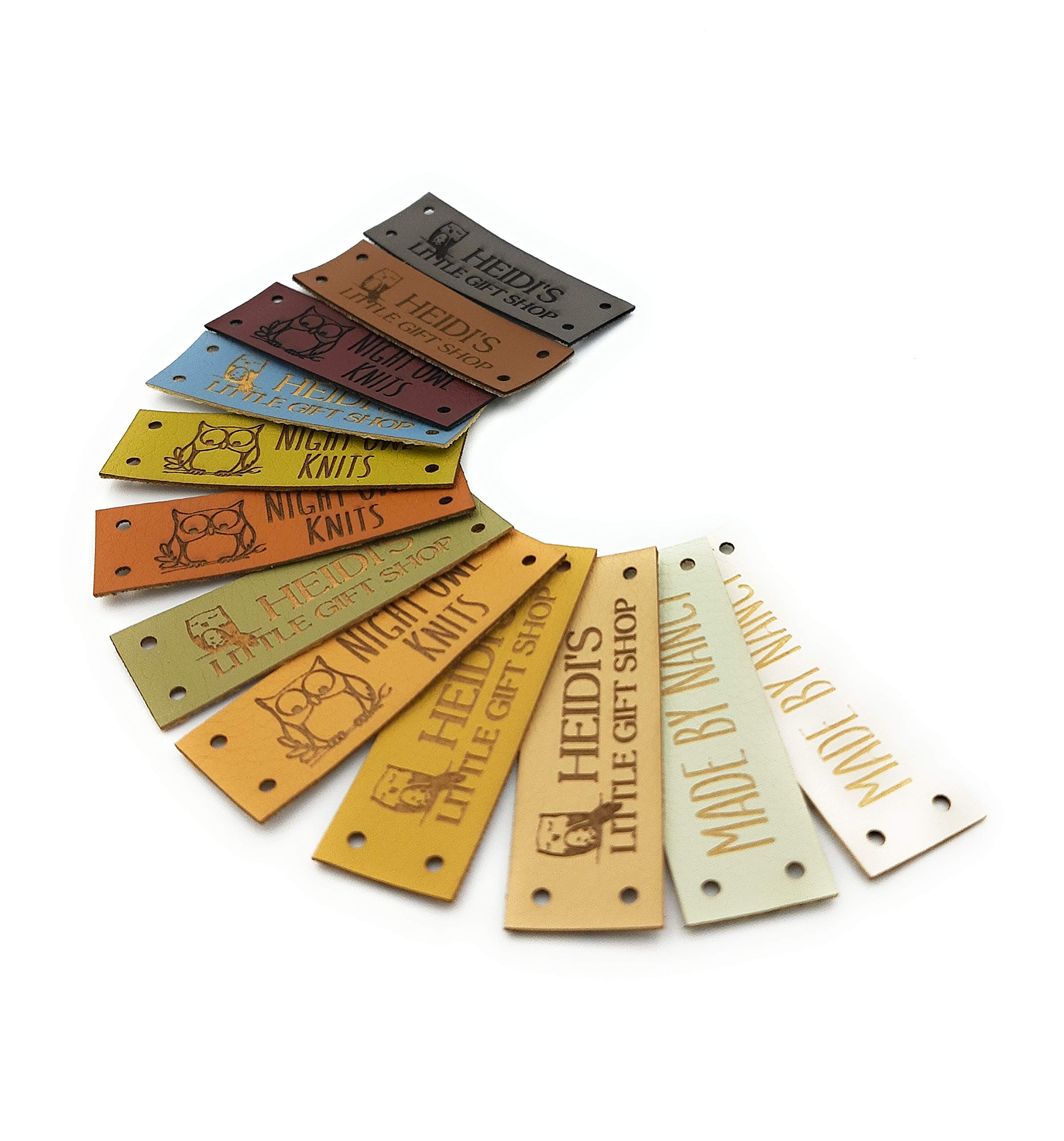 Kunstleder Etiketten zum Einnähen, Personalisierte Etiketten, Logo Etiketten, Vegan Leather Labels, Branding Labels, 25 St.