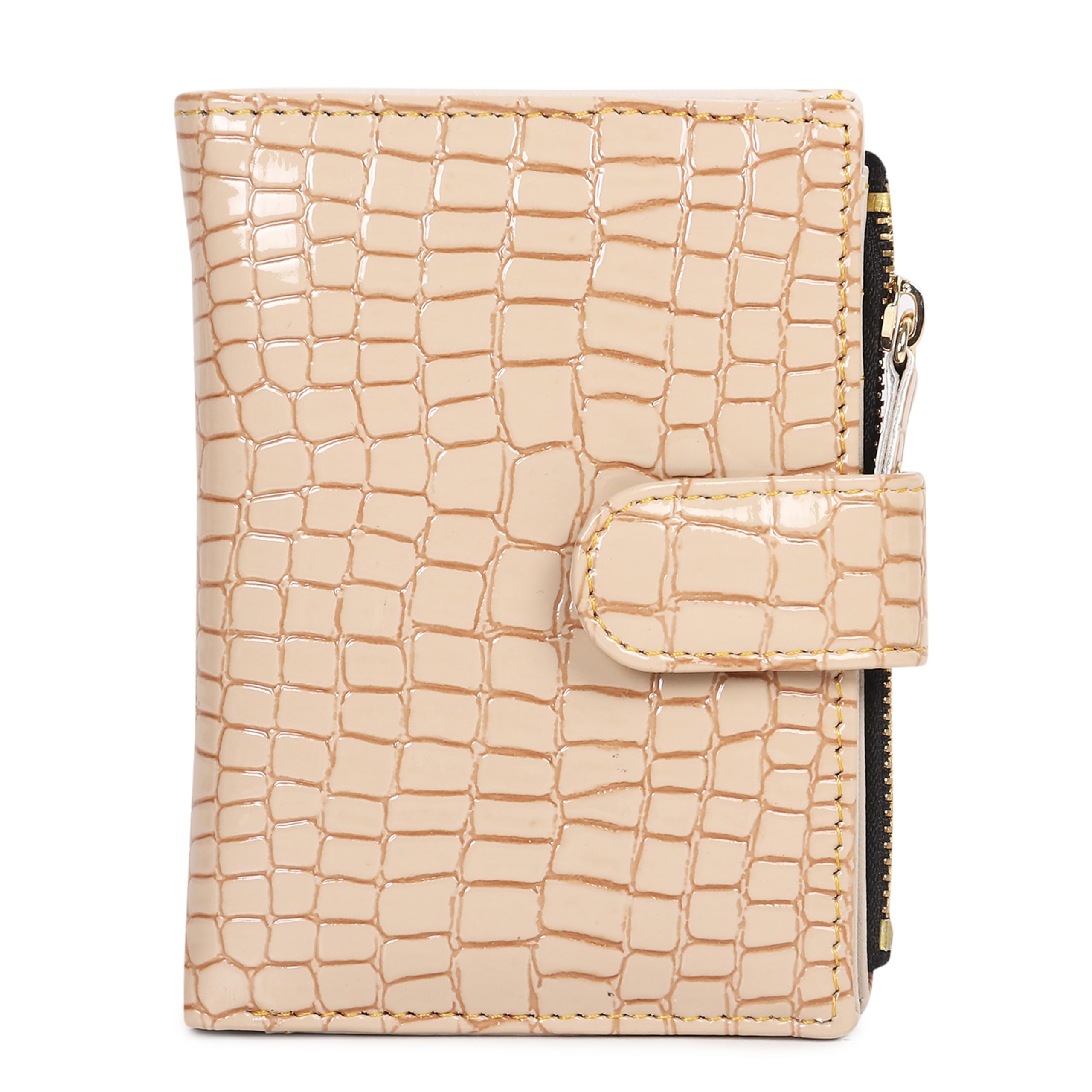 samtroh Small Women's Wallet -PU Leather Multi Wallets | Credit Card Holder | Coin Purse Zipper -Small Secure Card Case/Gift Wallet for Women and Girls (Tan Textured) (Cream)-picture-16
