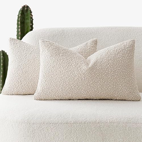 Foindtower Pack of 2 Textured Boucle Throw Pillow Covers Accent