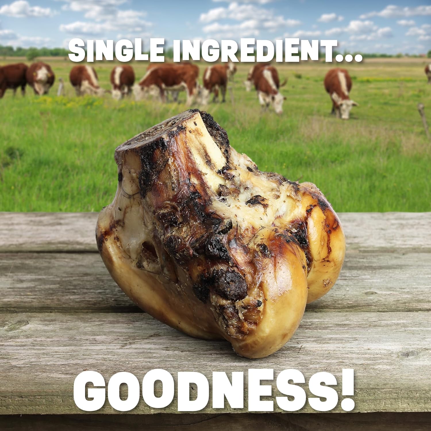 Dog Bones for Aggressive Chewers | 6" Hickory Smoked Flavor Femur Knuckles | Large Dog Chew Treats | All Natural, USA-Made - Individually Wrapped (3 Pack)