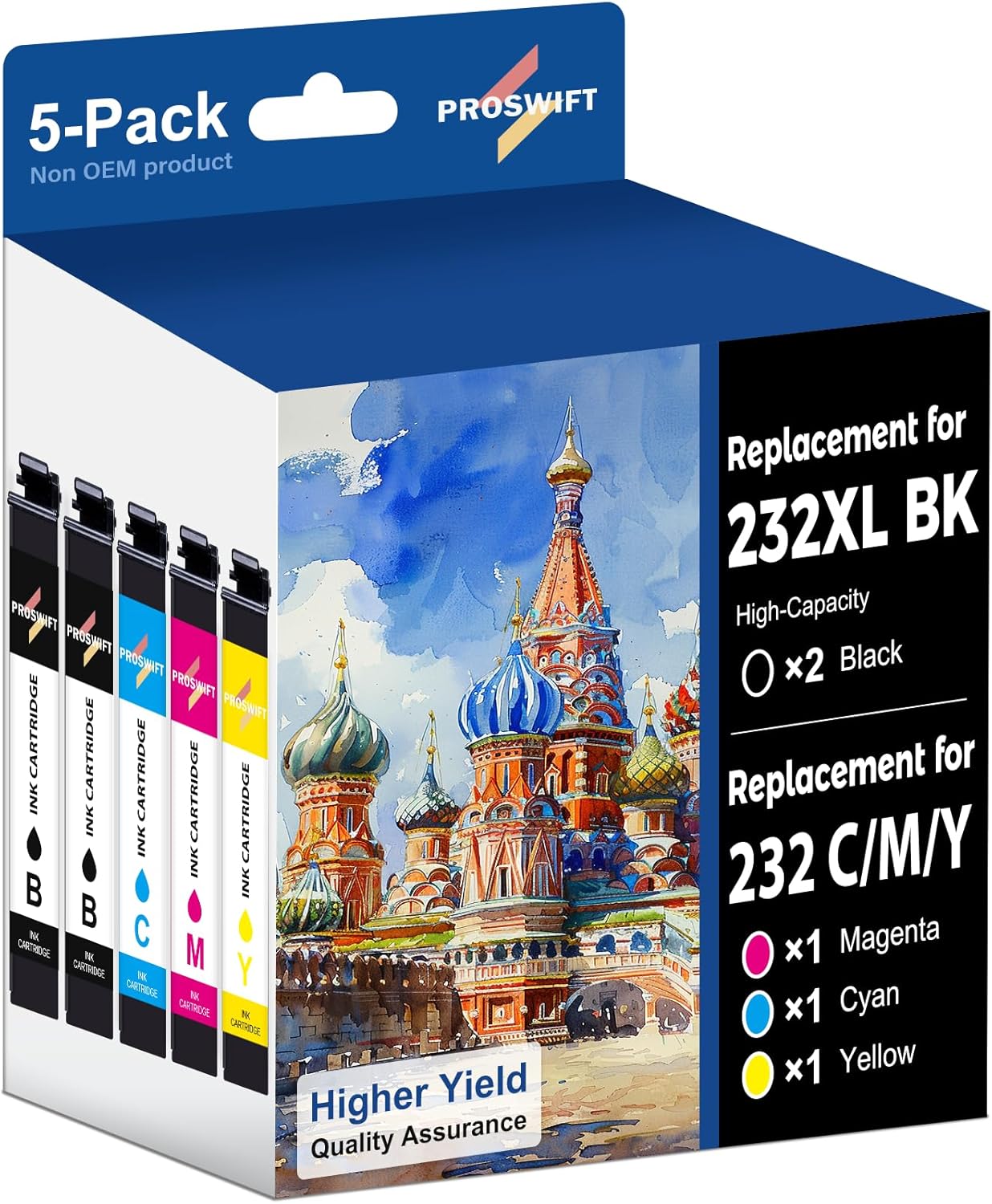 232XL Ink Cartridges Combo Pack Remanufactured Replacement for Epson 232 Ink Cartridge 232XL 232 XL Works with WF-2930, WF-2950, XP-4200, XP-4205 Printer 502 (2 Black, Cyan, Yellow, Magenta)