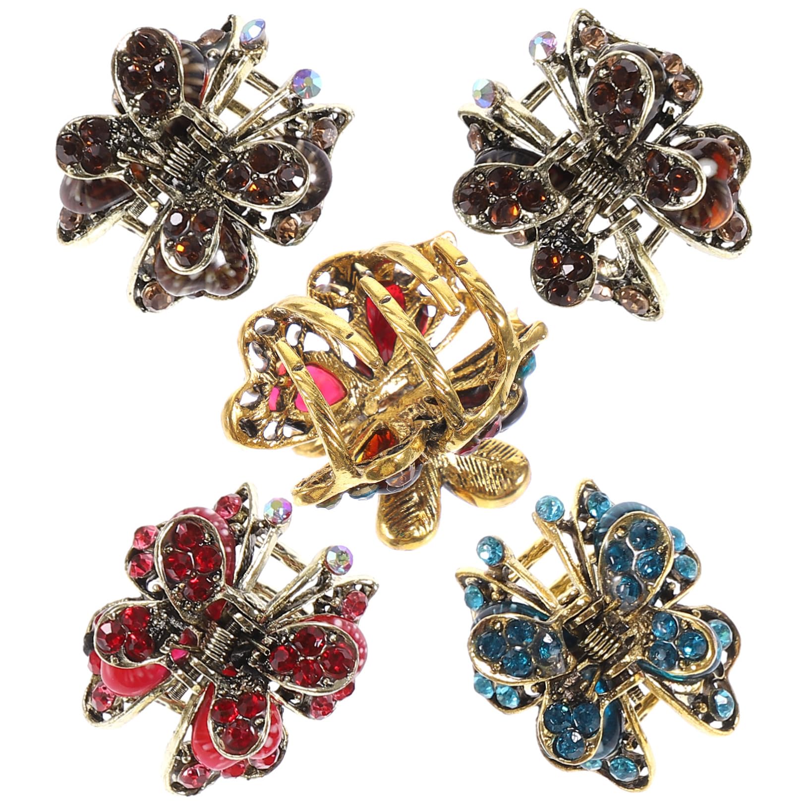 FRCOLOR 3er-set Haarklammern in Verschiedenen Farben Mini-design Haar-accessoires Mit Strass-einlage Leicht Und Funktional 5 Stück X 3