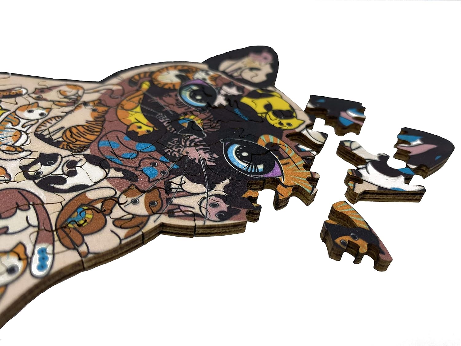 Unique Wooden Jigsaw Puzzles for Adults - Cat Wooden Jigsaw Puzzles,Magic Wooden Jigsaw Puzzles Gifts for Adults and Kids(8.3x6.3in,105 Pieces): Toys & Games