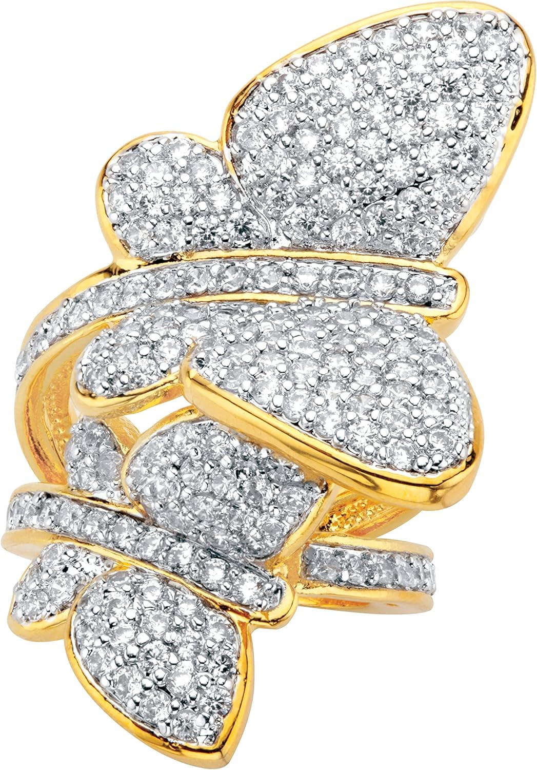 Palm Beach Jewelry PalmBeach Yellow Gold-plated Round Cubic Zirconia Butterfly Wraparound Ring Sizes 6-12 Size 9