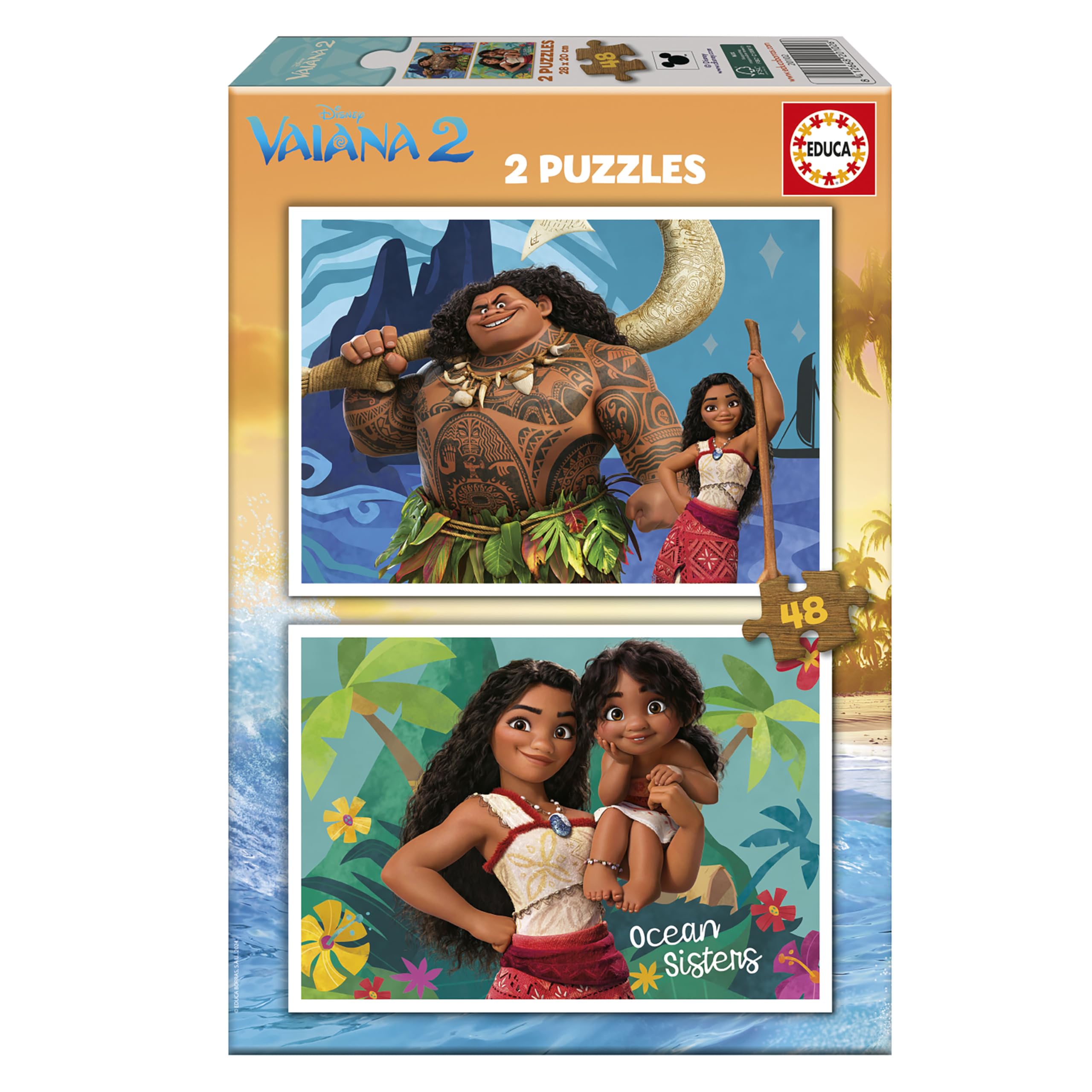 Educa - Set di 2 puzzles per bambini con 48 pezzi | Vaiana 2 | Consigliato dai 4 anni in su (20102)