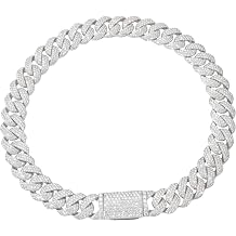 Heavy Fully Iced Moissanite Cuban Link Chain for Men Women, 10MM-22MM Miami Cuban Necklace in 925 Sterling Silver, D Color VVS Flooded Hip Hop Rapper Chain
